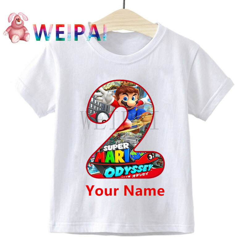 Camisetas de Mario y Luigi para niños, ropa de verano de algodón puro, informal, para cumpleaños