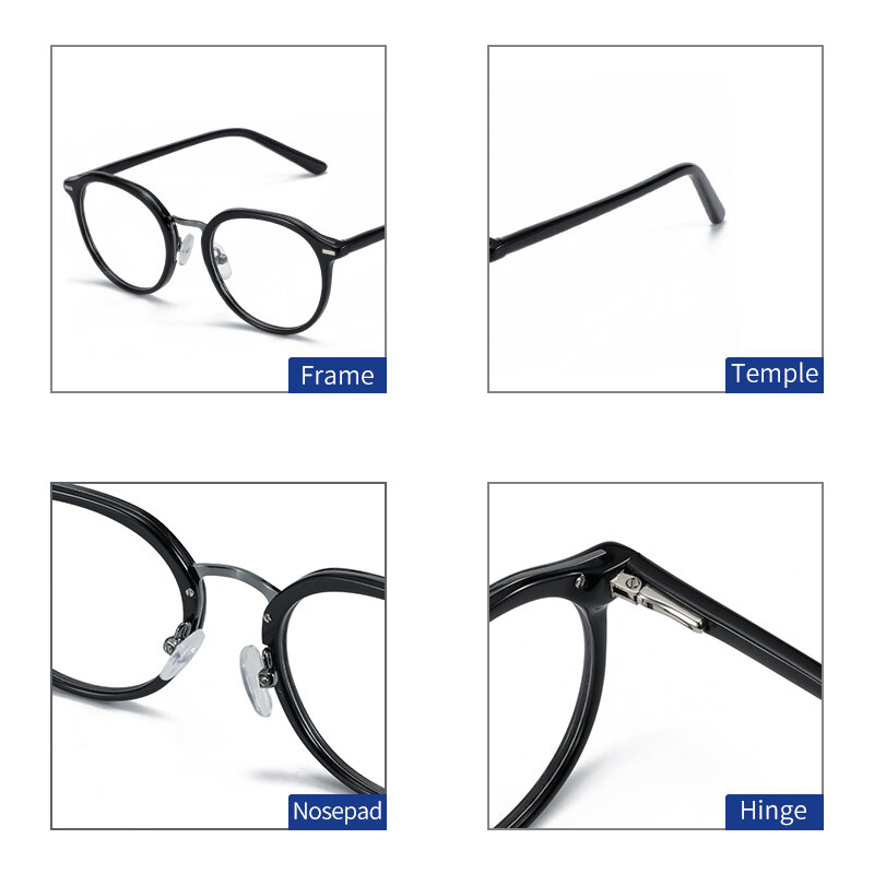 BLUEMOKY Acetate okrągłe okulary na receptę ramki kobiety mężczyźni Blue Ray okulary fotochromowe optyczne krótkowzroczność progresywne okulary