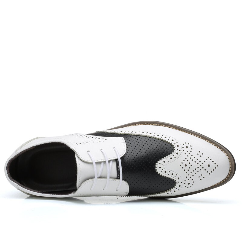 Nieuwe 2020 Mannen Mode Schoenen Klassieke Zomer Ademende Lederen Schoenen Elastische Naaien Limited Edition Italië Brogue Dress Schoenen