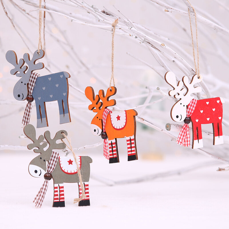 Pingente decorativo de árvore de natal pintado de madeira, 6 tamanhos 10x9cm, natal, festa de ano novo, natal, decoração de casa