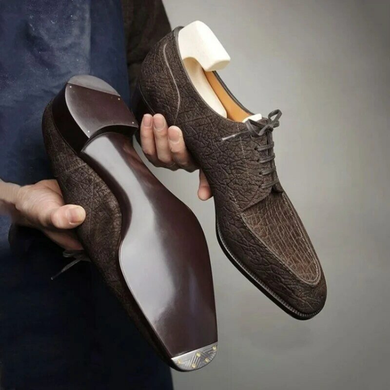 حذاء رجالي صلب مستدير تو أحذية أوكسفورد ربيع الخريف مكتب الحفلات الدانتيل يصل بولي Leather جلد ربيع الخريف البساطة مريحة KZ333