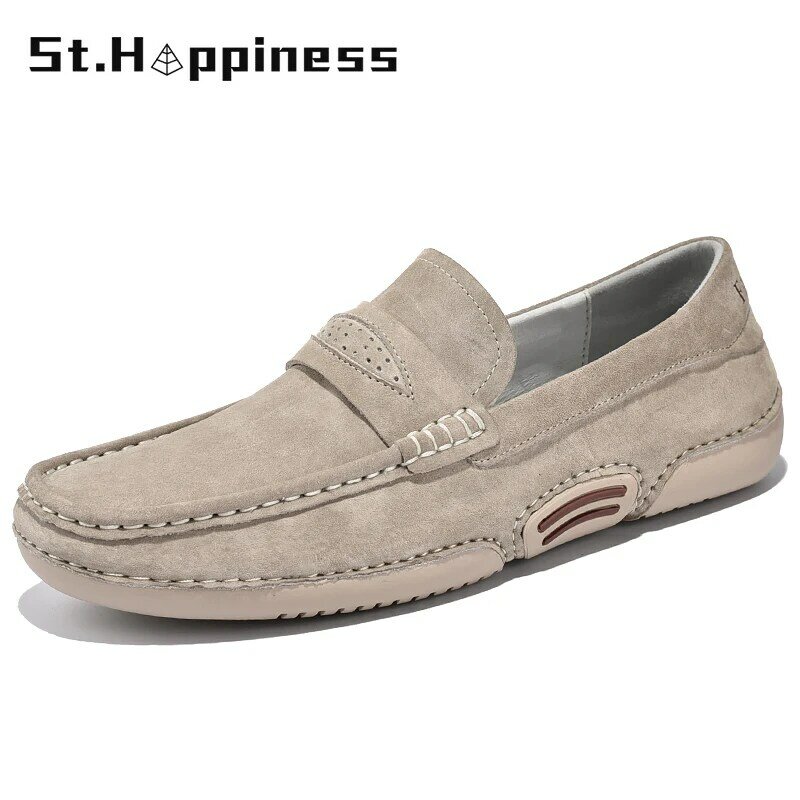 2021 New Men's Soft Leather Casual Shoes Luxury Brand Fashion Suede Loafers Moccasins Breathable Slip On Driving Shoes Big Size