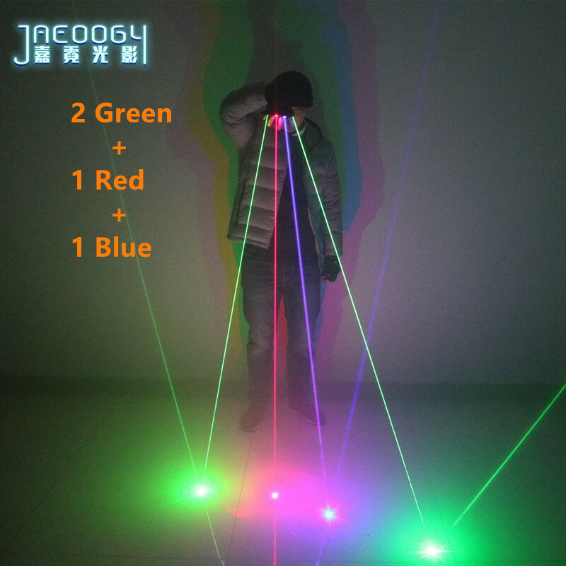 Alta qualità Stage DJ Party Dancing 2 in 1 guanti Laser RGB Multi-linea con 2 verde 1 rosso 1 blu per spettacoli di costumi luminosi a LED