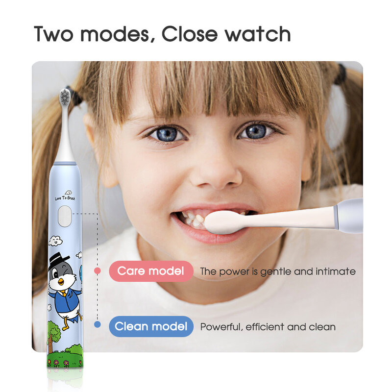 [boi] Cartoon Design 3 to12 Year Old USB Charging Sonic IPX7 Children Electric Toothbrush Kids Boy Girl Clean Care Oral Bacteria