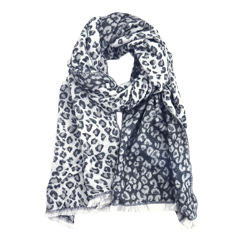 Woven cross-border winter European and American classic shawl acrylic cashmere leopard jacquard female scarf