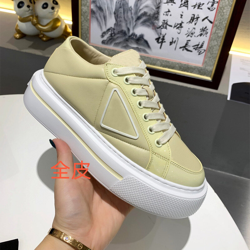 Luxury Women's Shoes Thick-soled White Shoes Leather 21 Spring And Autumn Platform Shoes Wild Increase Casual Sports Shoes