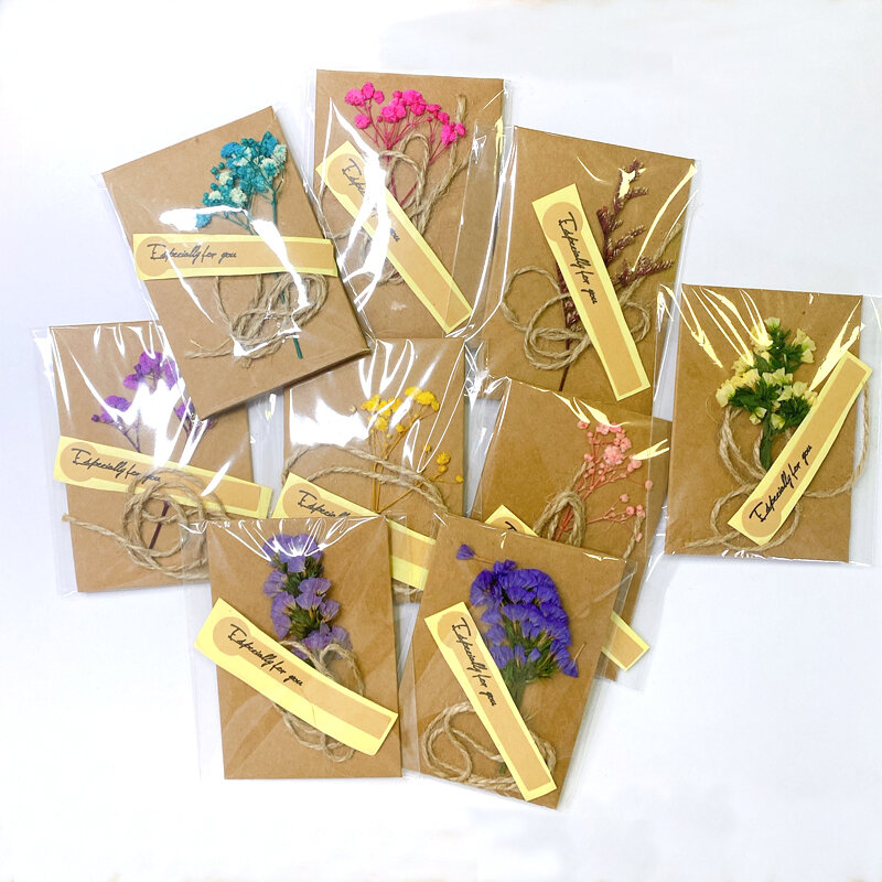 3 упаковки/партия, бумажные поздравительные открытки с засушенными цветами
