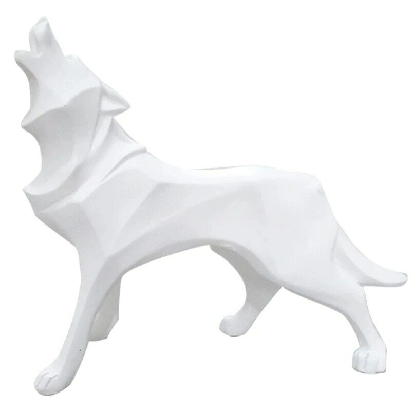 UNTIOR Resin Abstract Wolf Statue Geometric Animal Figurines Office Room Interial Decoration Nordic Home Decor Sculpture Crafts