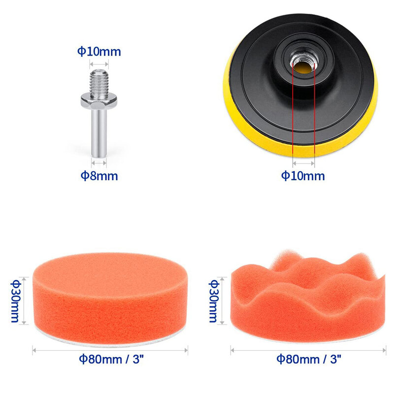 22 pces conjunto de disco de polimento de carro auto-adesivo polimento polimento esponja lã roda polimento almofada para carro polidor broca adaptador