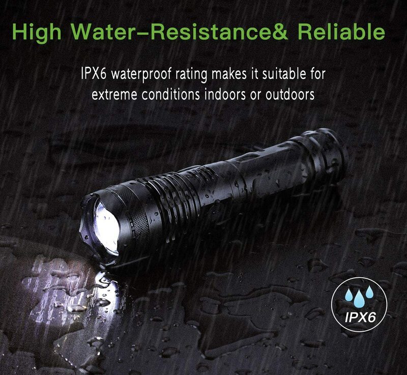 Akumulatory latarki LED latarka taktyczna wysokie lumeny Zoomable 5 trybów wodoodporny wyświetlacz mocy lub Camping piesze wycieczki na zewnątrz