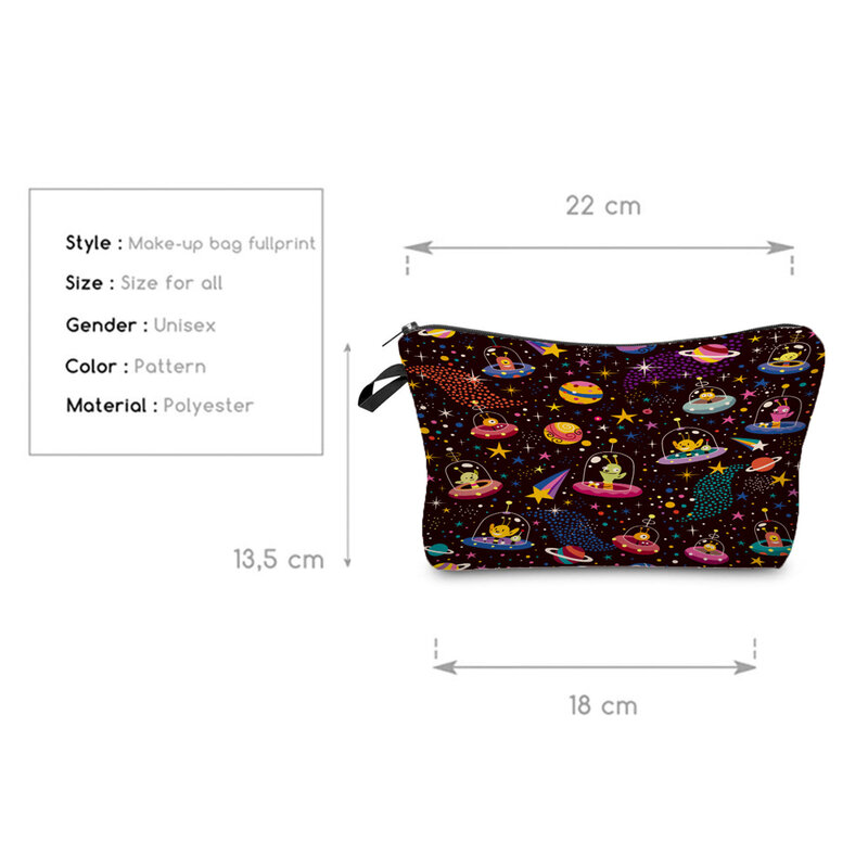 New Fashion Printed Space Cosmetics Organizer Bag Daily Use Women's Makeup Bag Portable Storage Bags for Women Small Pencil Case