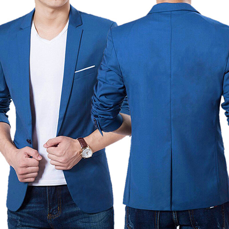 男性のブレザーのスリムビジネスオフィス新郎パーティー衣装韓国男性スーツポケットトッププラスサイズm-5XL
