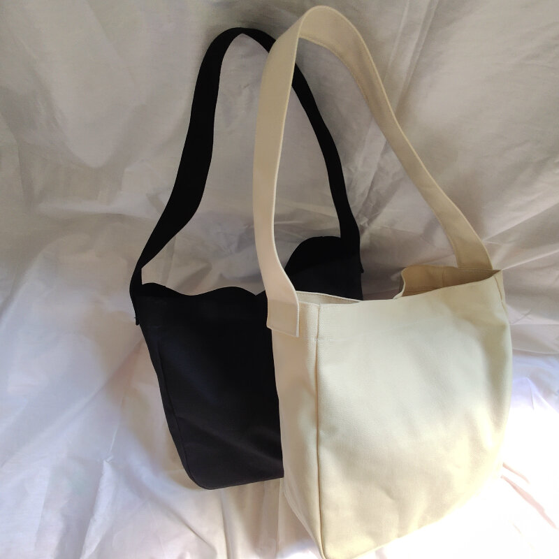 Sacs de Shopping en toile pour femmes, sacs à bandoulière solides, fourre-tout à loquet Simple et pratique, Style coréen