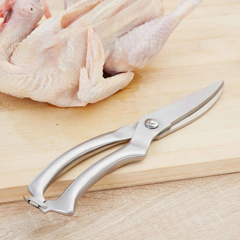 Tesoura de aço inoxidável resistente do alimento da cozinha das tesouras das aves domésticas com o fechamento da segurança para a carne de frango