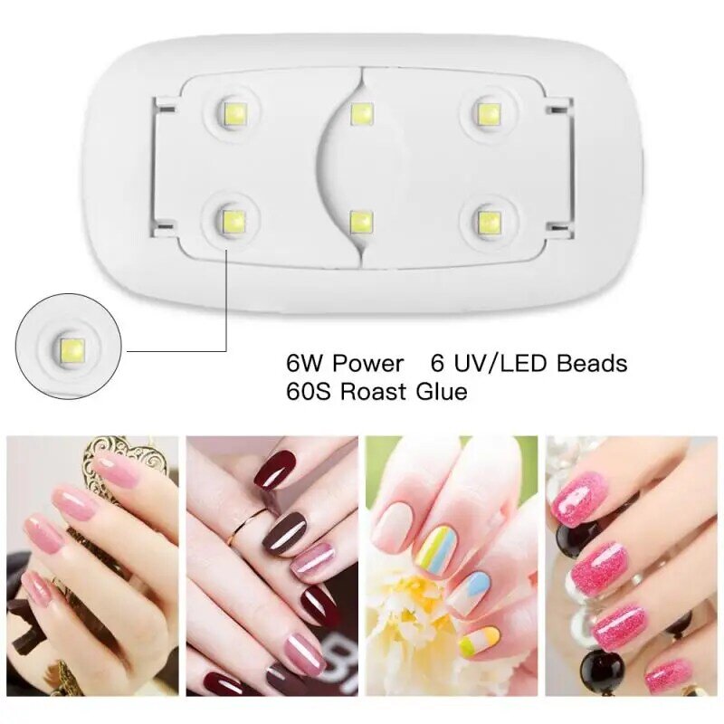 Sunmini-Lámpara de uñas de 6W, luz LED para secado de Gel, Mini secador de uñas portátil, Cable USB, herramienta de Arte de uñas de Gel para uso doméstico, 1 ud.