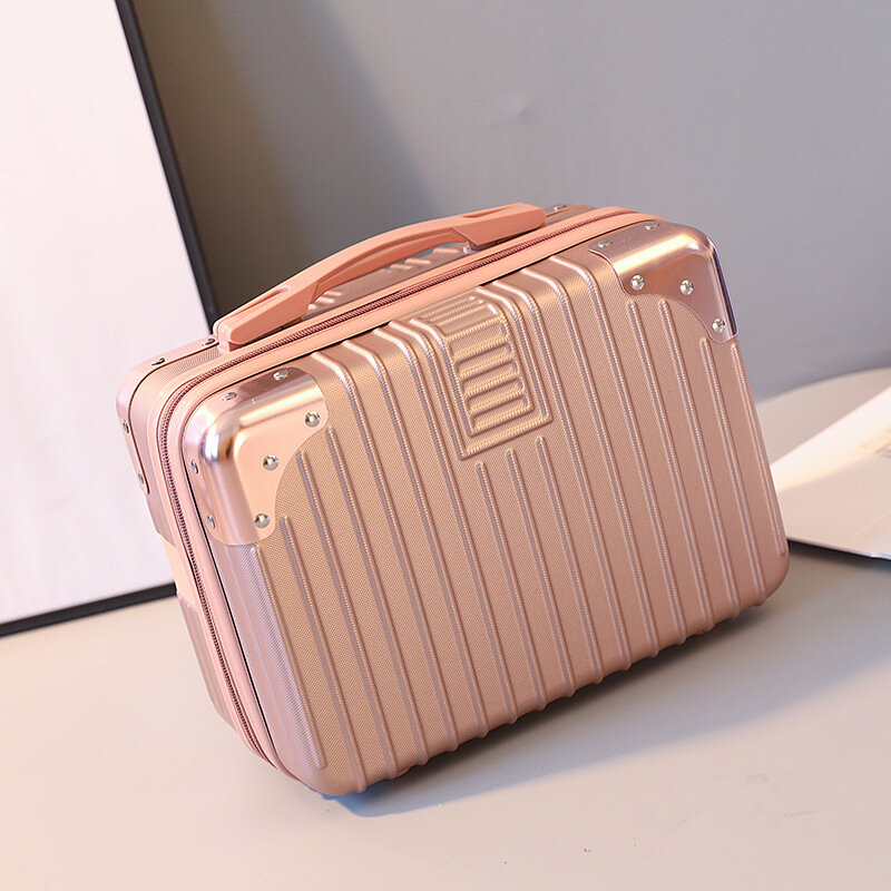 صندوق أمتعة اليد النسخة الكورية 14 بوصة صغيرة خفيفة الوزن صغيرة صغيرة حقيبة التخزين حقيبة مستحضرات التجميل لطيف الإناث السفر