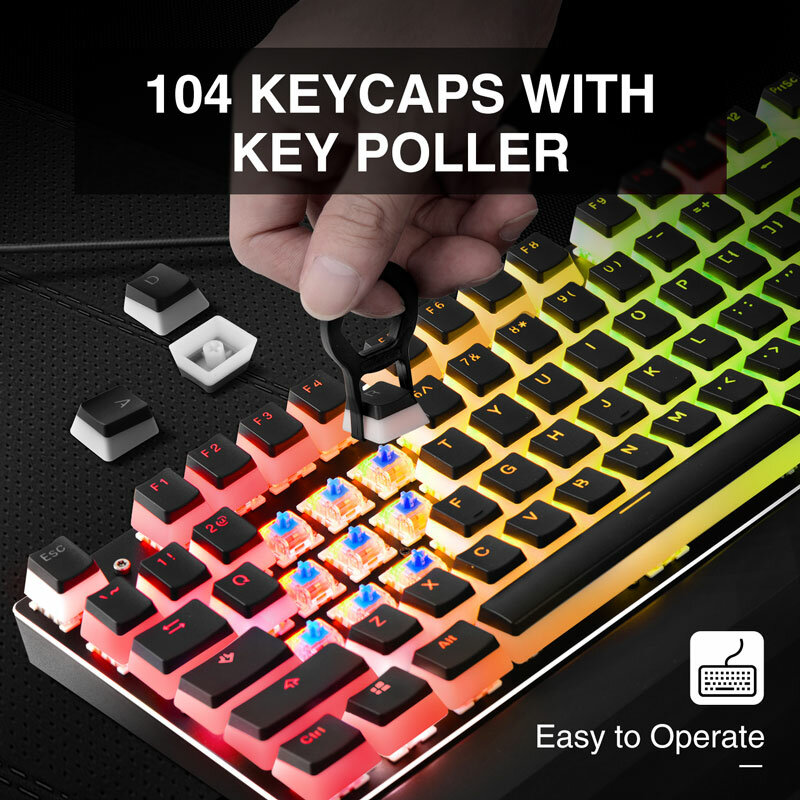 Клавишные колпачки Havit, двойная подсветка, набор клавиш PBT, пудинг, съемник, совместим с механической клавиатурой Cherry MX, черный и белый