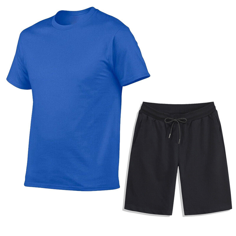2021 Baru Penjualan Laris Kaus Warna Solid Setelan Olahraga Pasangan Cepat Kering Pakaian Lari Kasual Musim Panas Celana Pendek Lengan Pendek 2-Piece Se