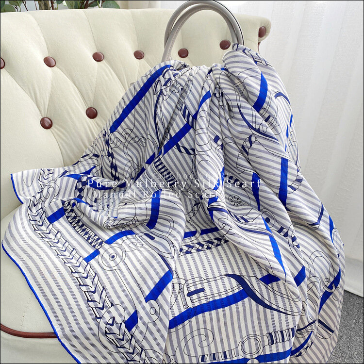 Bufanda cuadrada de seda de 110x110, chales grandes de diseño, seda de lujo