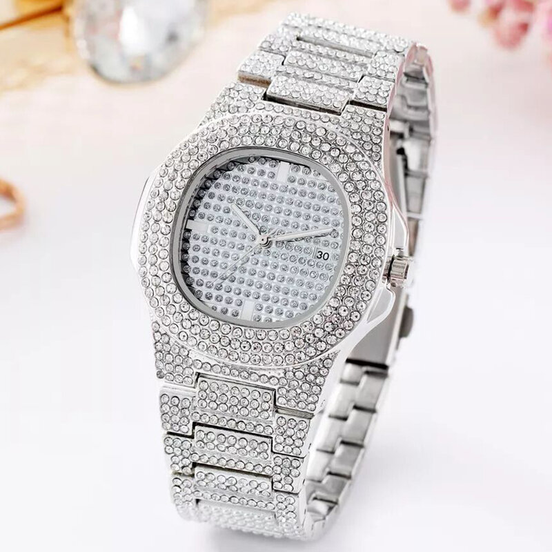 Hip Hop Iced Out Horloge Mannen Diamond Armband Heren Horloges Top Brand Luxe Goud Mannelijke Datum Klok Reloj Hombre Relogio masculino