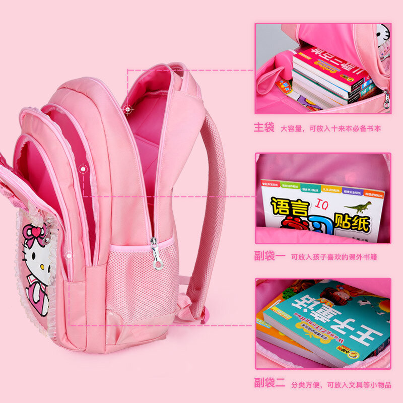 Водонепроницаемые Детские школьные ранцы для девочек, ортопедические рюкзаки с мультипликационным котом, портфели для начальной школы