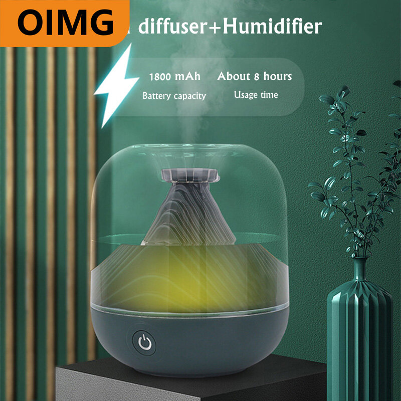 Humidificador de aire inalámbrico de 700ML, difusor de aceite esencial de aromaterapia recargable por USB con lámpara LED, Humidificador doméstico de niebla pesada