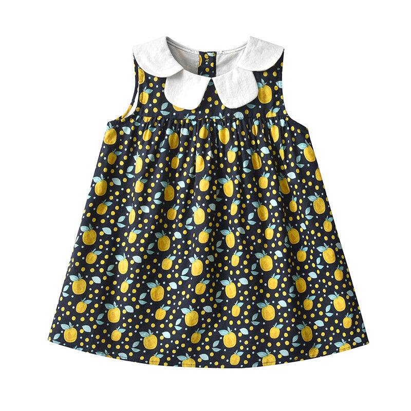 Ygブランド子供の新リトル新鮮なピーチガールのドレス、子供のプリンセススカート、夏ノースリーブ通気性のベビースカート