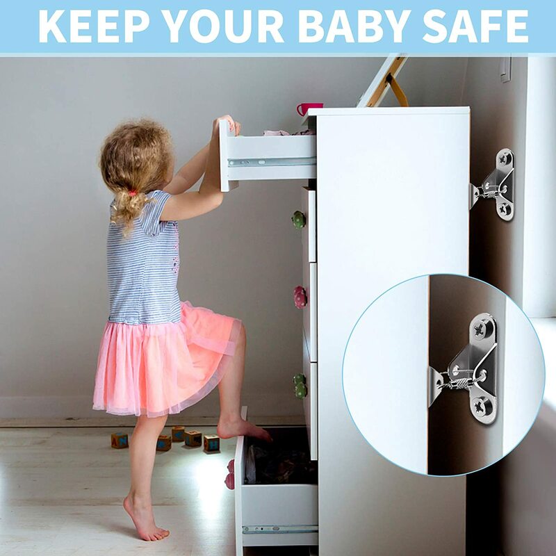 赤ちゃんとペットの保護のためのステンレス鋼の防滴家具ストラップのセット,落下防止および安全性