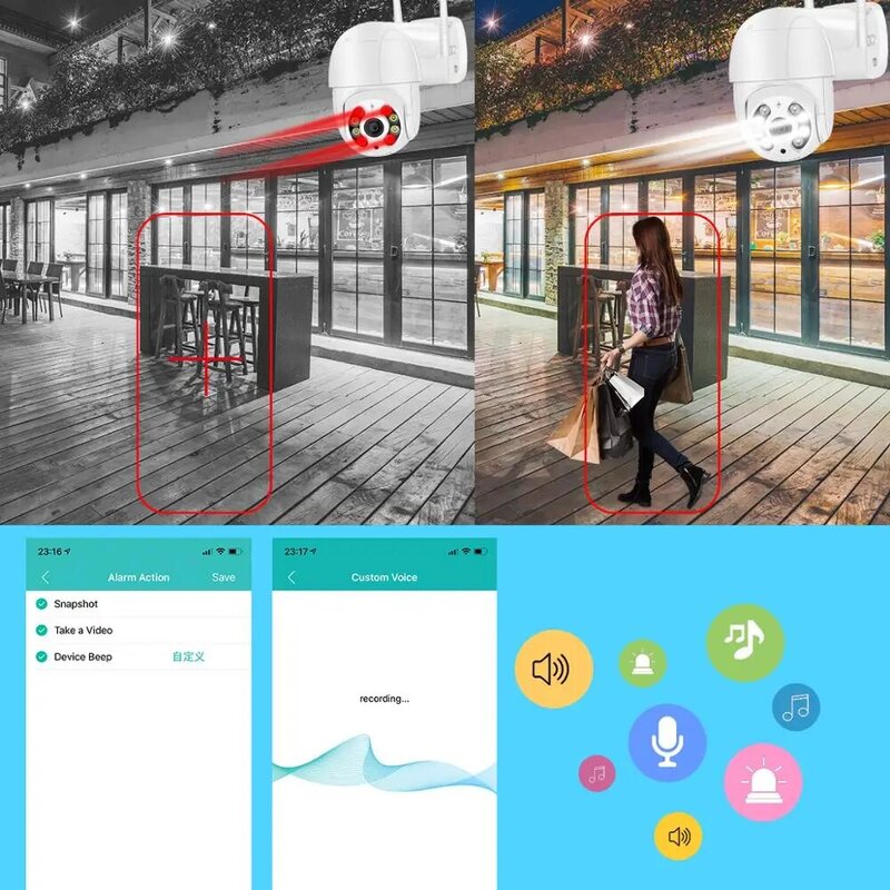 5mp mini câmera ptz wifi h.265 rastreamento automático onvif câmera ip sem fio 4x zoom digital ai detecção de vídeo humano vigilância