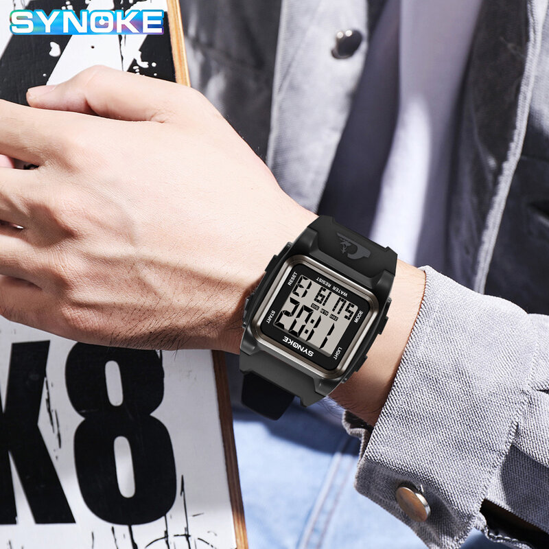 SYNOKE Watches for Men Military Sports Big Dial Digital Watch Waterproof Alarm Clock Multi-Function Men's Watches Reloj Hombre