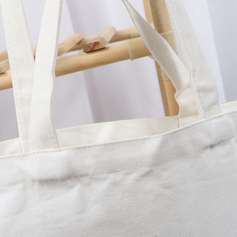 Bolsa blanco para compras, grande, plegable, de algodón, ecológico, Original, de lona