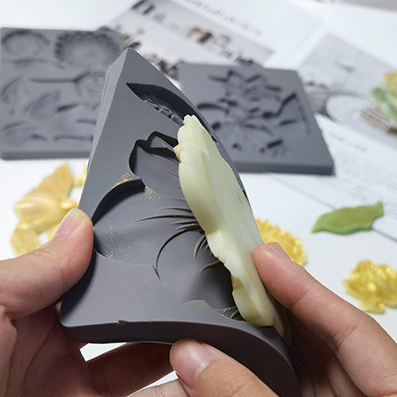 3D กลีบดอกไม้ซิลิโคน Fondant แม่พิมพ์เค้กตกแต่ง Sugarcraft Icing Mold