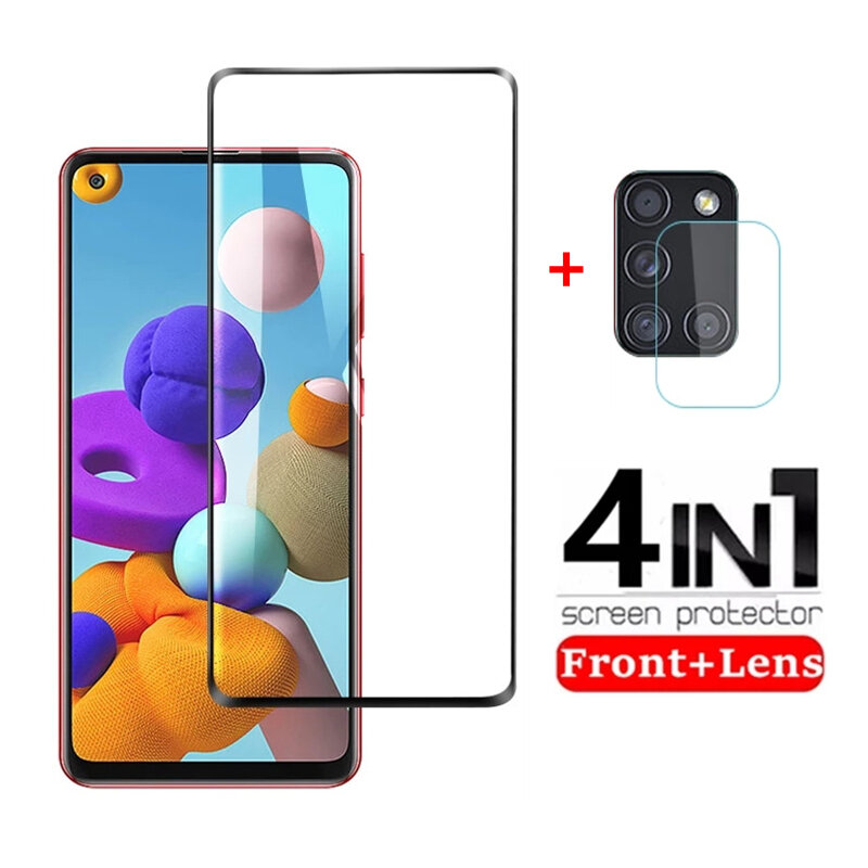 4-in-1 Tempered Glass for Samsung Galaxy A21S A51 A71 A72 A52 A12 A50 Camera Lens Screen Protectors for Samsung S21 Plus M31 M51
