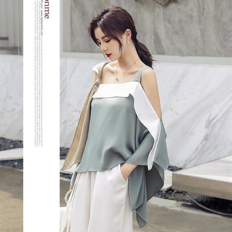 Colorfaith-Blusa informal con hombros descubiertos para mujer, camisa holgada de retales, Estilo Vintage, a la moda, 2020, BL9144