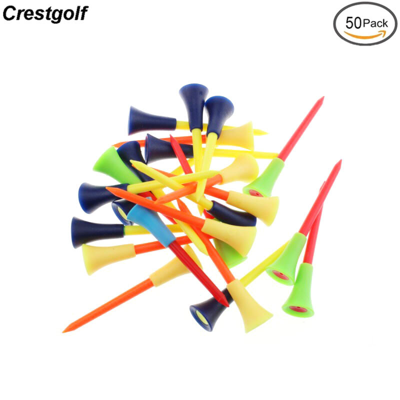 Crestgolf 83mm/70mm/54mm t-shirt da Golf in plastica multicolore cuscino in gomma resistente Top Golf Tee accessori da Golf 50 pz/pacco