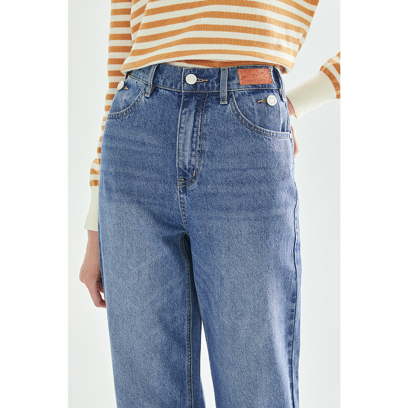 INMAN Herbst Winter Gewaschen Retro Vintage Stil Jeans Hosen Frauen Koreanische Kausal Klassische Minimale Gerade Hosen