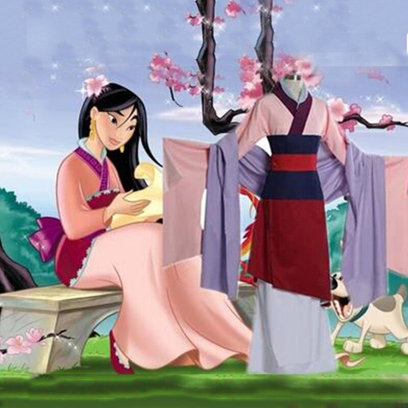 )K It Ralph 2 Costume principessa Mulan abiti film Ralph rompe Internet Mulan fungo drago Cosplay gonna per ragazze e donne
