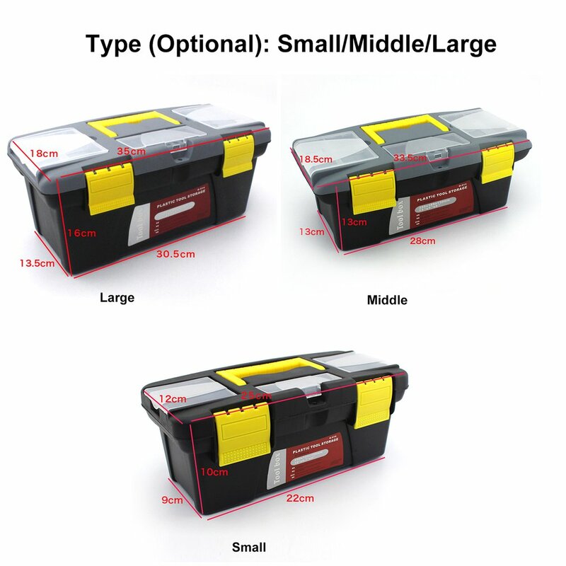 المحمولة S/M/L حجم البلاستيك الأجهزة صندوق الأدوات المنزلية متعددة الوظائف صيانة الأدوات صندوق تخزين السيارة مكافحة سقوط صندوق