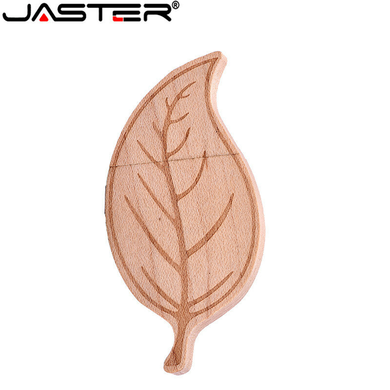 Jaster pendrive de madeira, folha de madeira, forma u, usb + caixa, usb 2.0, 4 gb / 8 gb / 16 gb / 32 gb / 64 gb