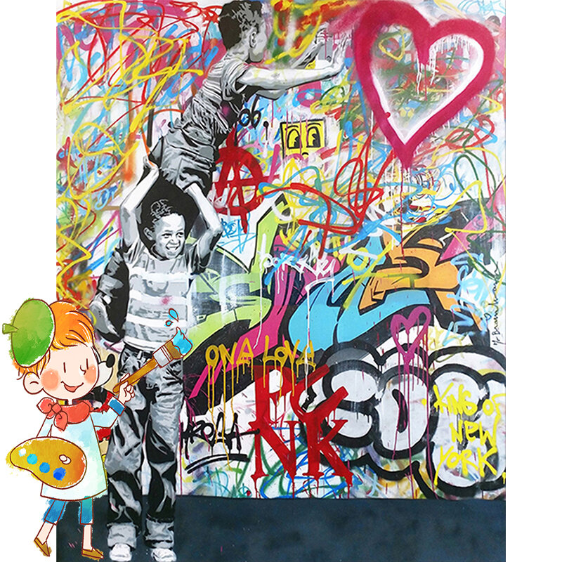 FSBCGT บทคัดย่อ Never Give Up Graffiti ภาพวาดผู้ใหญ่วาดบนผ้าใบภาพ DIY โดยตัวเลขบ้าน Art decor