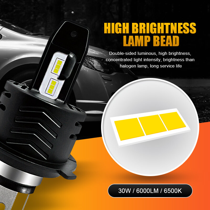 Faros delanteros LED para coche, bombillas de 60W, 12000LM, estilo de coche, K 9005, lupa 9S, H4, H7, H11, H8, HB4, H1, HB3, 9006, 6000