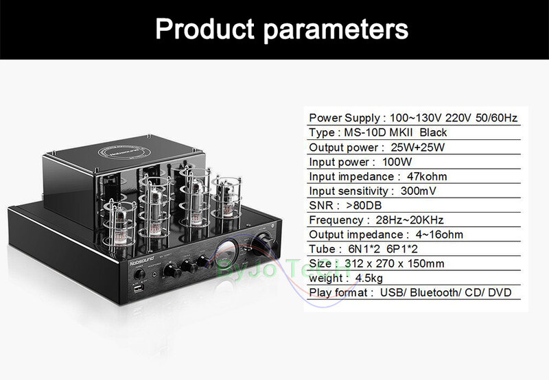 Nobsound MS 10Dหลอดเครื่องขยายเสียงHIFIเครื่องเสียงเครื่องดูดฝุ่นamplificador Bluetooth Optical Coaxial USB CD DVD AMP BASS