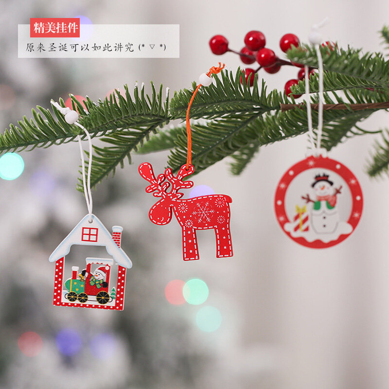 Decorazioni natalizie ciondolo natalizio in legno albero di natale decorazione campana di natale confezione regalo in legno accessori per decorazioni di capodanno