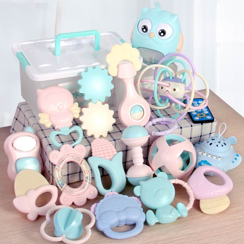11-16Pcs Baby Rattle 0-12 Months Newborn Soft Bell Teethers Hand Shaking Crib Mobile Ring Educational Toy For Children Set Gifts
