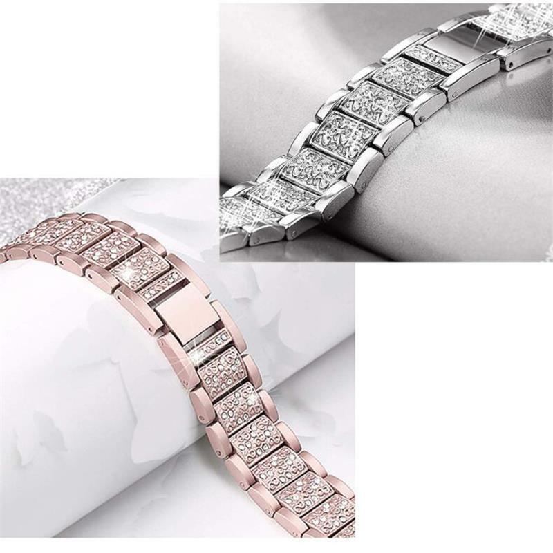 Correa de diamante para Apple Watch Series 6, 5, 4, 3, 2 y 1, pulsera de acero inoxidable para iWatch 6, 44MM, 40MM, 42MM, 38MM