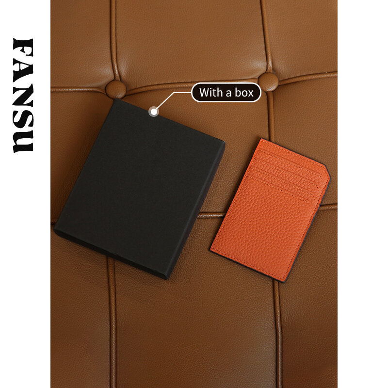 FANSU-cartera de piel de vaca con diseño de nicho para mujer, cartera corta pequeña, monedero multifuncional a la moda, tarjetero de cuero