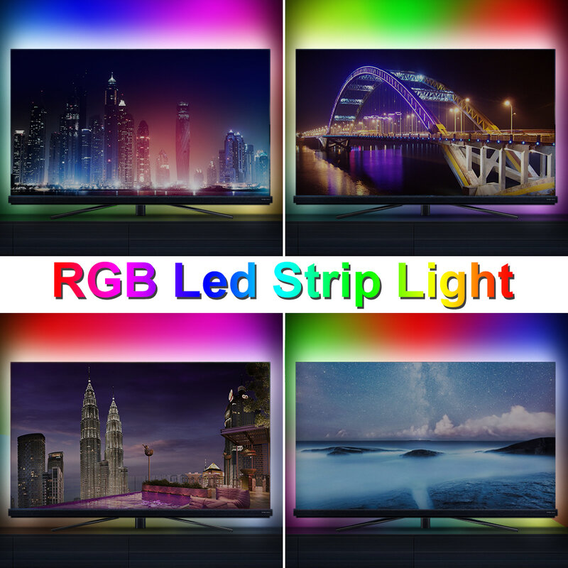 Tira de luces Led RGB de 5V de CC, cinta de lámpara Flexible, USB, retroiluminación de TV de 50CM, 1M, 2M, 3M, 4M, 5M, cinta de diodo para decoración de habitación del hogar, luces de neón