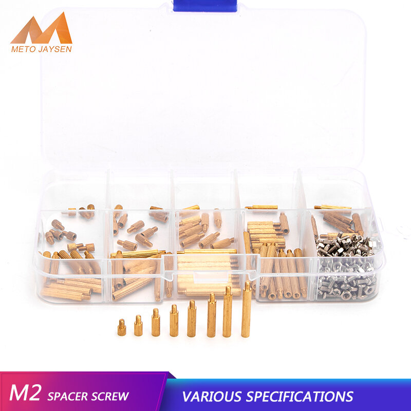 M2 kit de parafuso espaçador de latão fêmea, acessórios para artesanato, conjunto de porca e parafuso com 270 peças