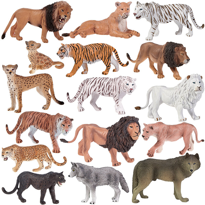 Juguete de simulación de animales de la selva, animales de la selva, León, Tigre, leopardo, guepardo, León, regalo para niños, suministros educativos para la escuela en casa
