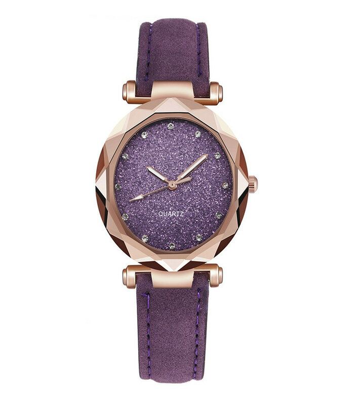 女性の腕時計ラインストーンロマンチックな星空腕時計ファッション女性の革の腕時計時計時計レロジオfeminino montreファム